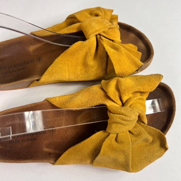 Jeffrey Campbell Sandals Slides Women's Size 40 Do The Twist Yellow Bow Leather - Picture 9 of 14